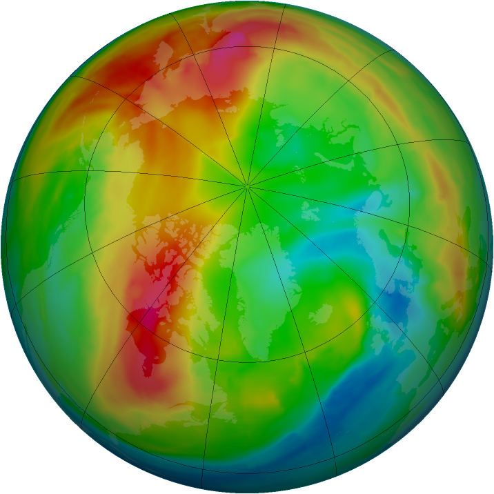Arctic ozone map for 25 January 2014